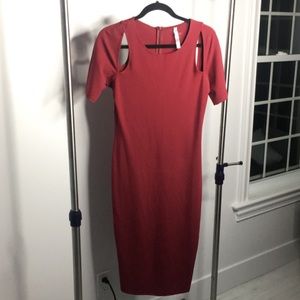 Burgundy (not red) bodycon dress w/ zip & cutouts